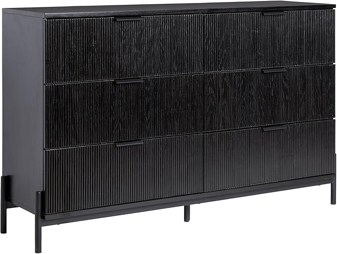 Walker Edison Modern 6 Chest with Reeded Drawer Fronts, 56 Inch, Black | Amazon (US)