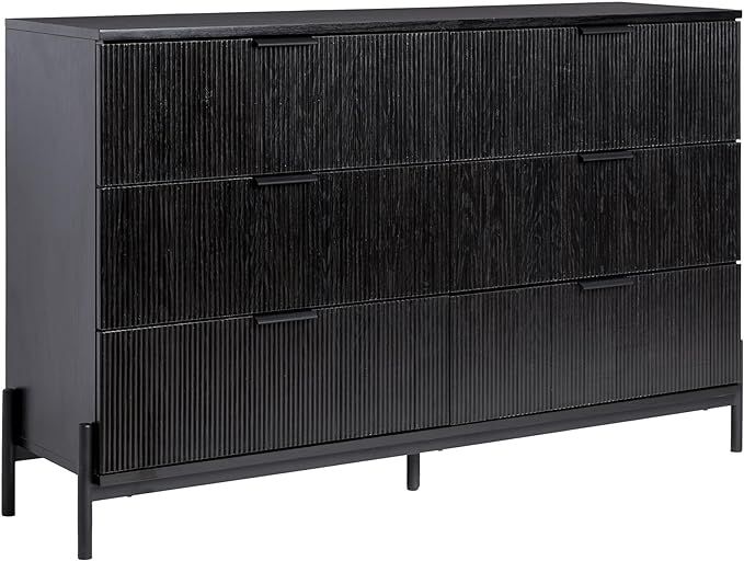 Walker Edison Modern 6 Chest with Reeded Drawer Fronts, 56 Inch, Black | Amazon (US)