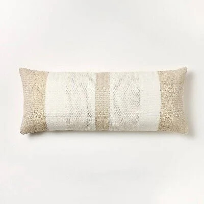 Oversized Woven Lumbar Throw Pillow Cream/Neutral | Walmart (US)