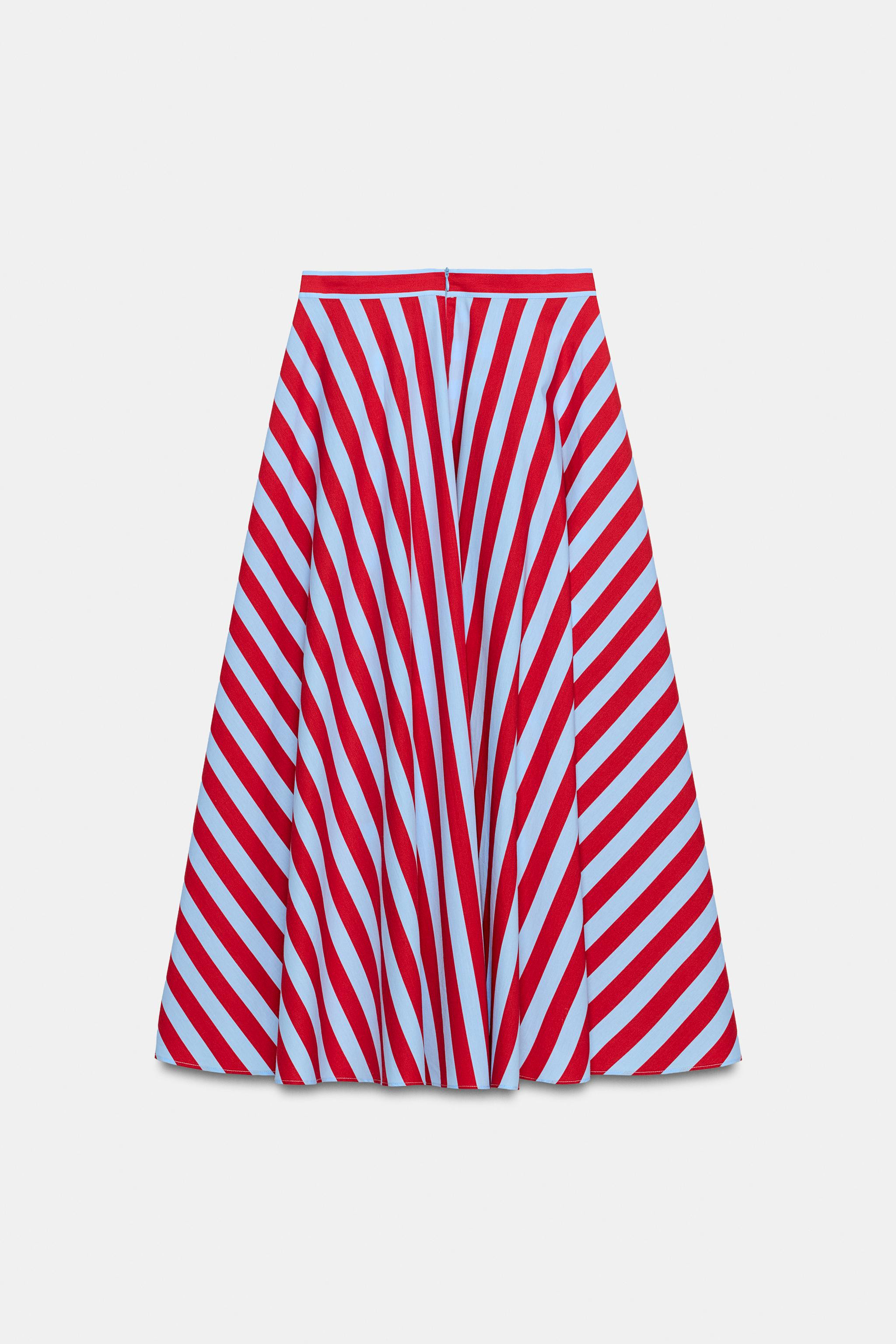 STRIPED A-LINE MIDI SKIRT | Zara UK