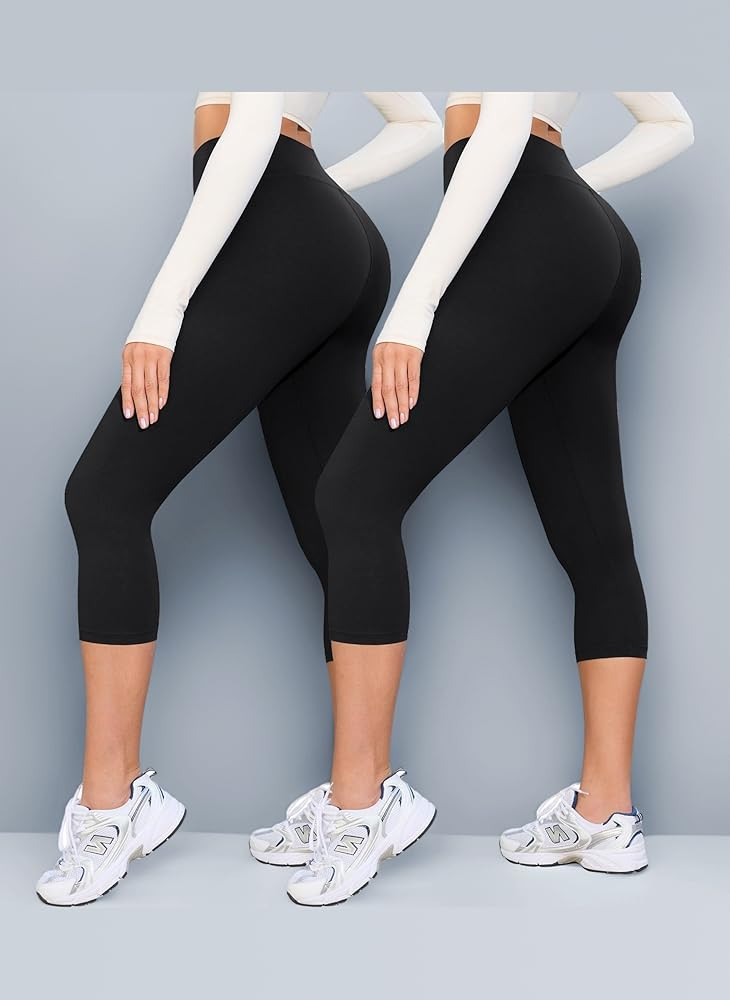 VALANDY Creamlush High Waisted Capri Leggings for Women UK Tummy Control 3/4 Length Gym Leggings ... | Amazon (UK)