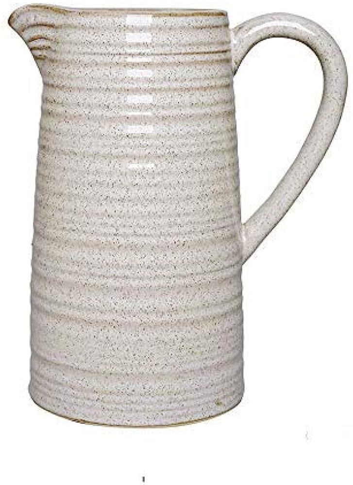 Hosley 8 Inch High Cream Ceramic Pitcher Vase for Flowers Decorative Use. Ideal for Dried Floral ... | Amazon (US)