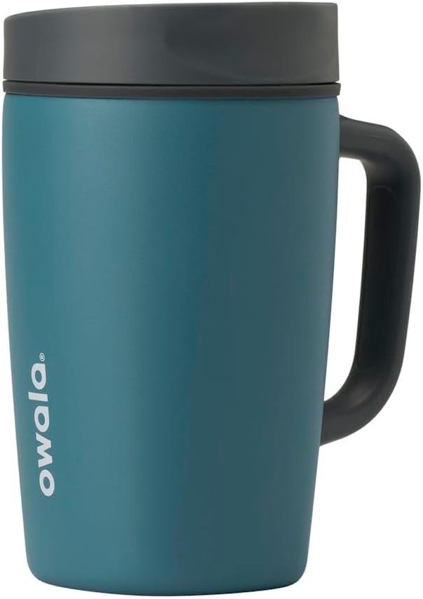 Owala SmoothSip Slider Stainless Steel Insulated Travel Mug with handle, 100% Leak Proof, For Hot... | Amazon (US)