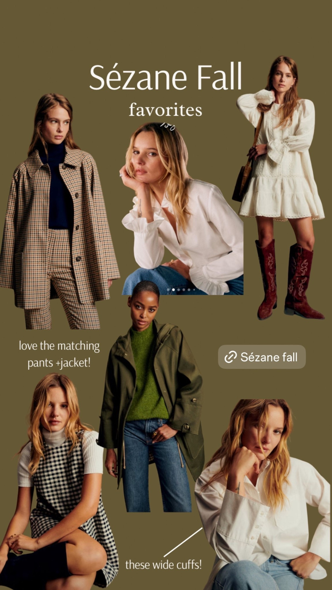 Favorites from the new fall Sézane collection. Fall fashion, checked pants, boho dress, green parka, checked dress, fall dress, white button down, classic style, French fashion, French style 

#LTKSeasonal