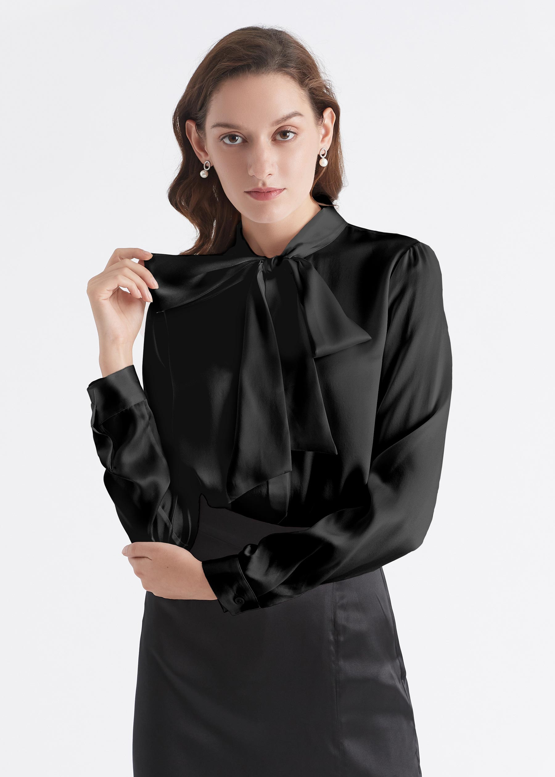 Bow-tie Neck Silk Blouse | LilySilk