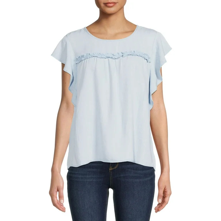 Time and Tru Women’s Flutter Sleeve Top | Walmart (US)