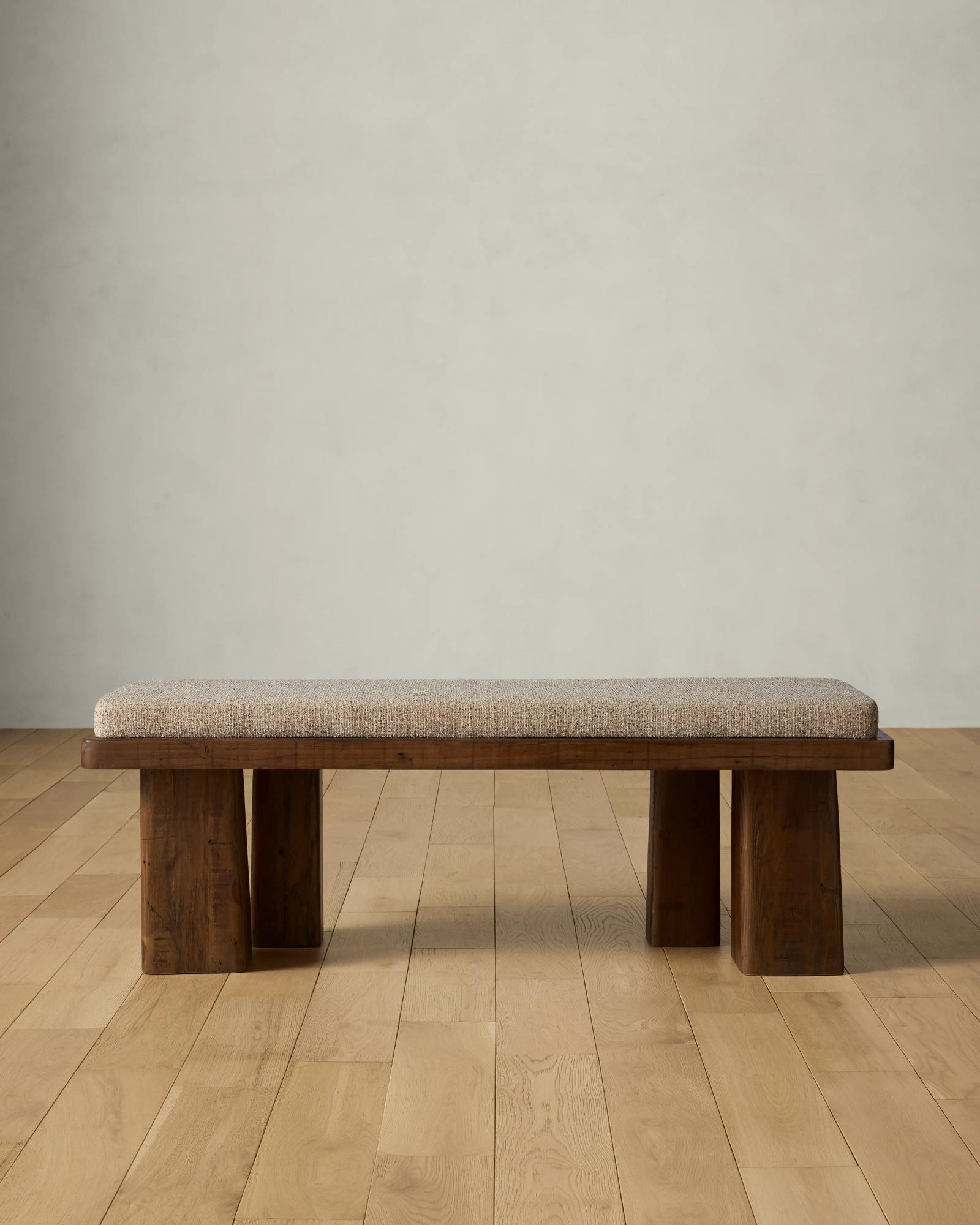 Valentina Reclaimed Pine Bench - Asheville Neutral Boucle 54W x 18H x 19D | Joon Loloi