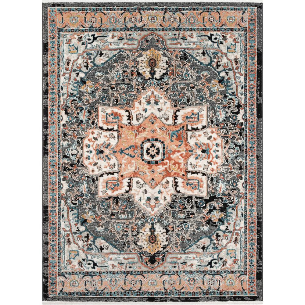 Well Woven Indira Minos Black Vintage Bohemian Oriental Floral 7 ft. 10 in. x 9 ft. 10 in. Textured  | The Home Depot