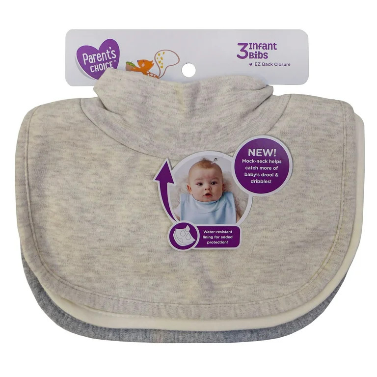 Parents Choice 3 Pk. Mock Neck Bib Set | Walmart (US)