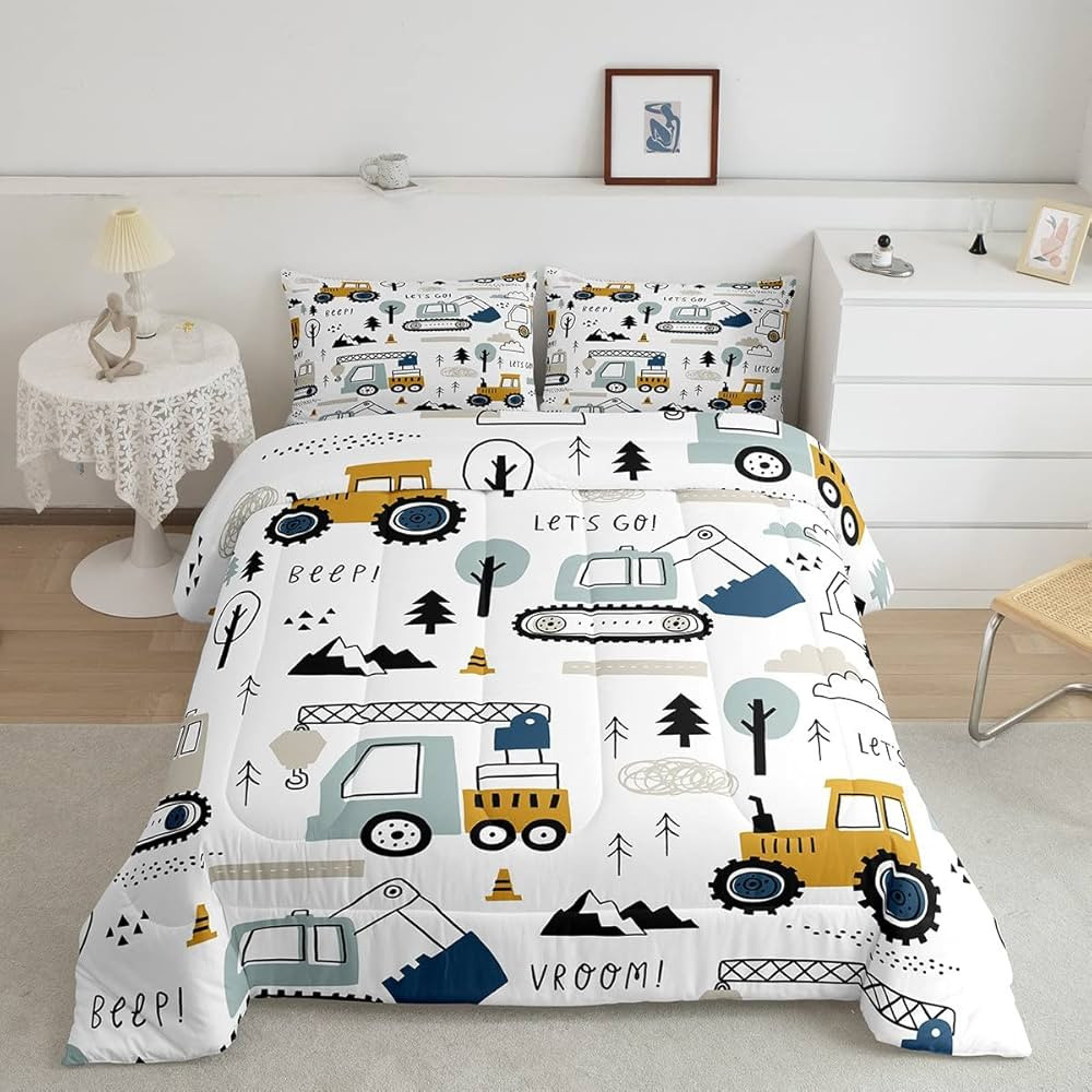 Feelyou Cartoon Car Kids Comforter Set Construction Bedding Set Decor Equipment Trucks Comforter ... | Amazon (US)