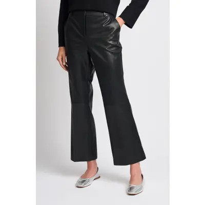halogen(r) Faux Leather Tailored Ankle Straight Leg Pants in Rich Black at Nordstrom, Size 14 | Nordstrom