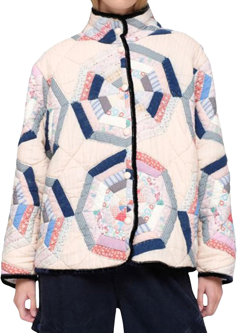 Women's Cropped Puffer Jacket Cardigan Floral Printed Lightweight Open Front Short Padded Quilted... | Amazon (US)