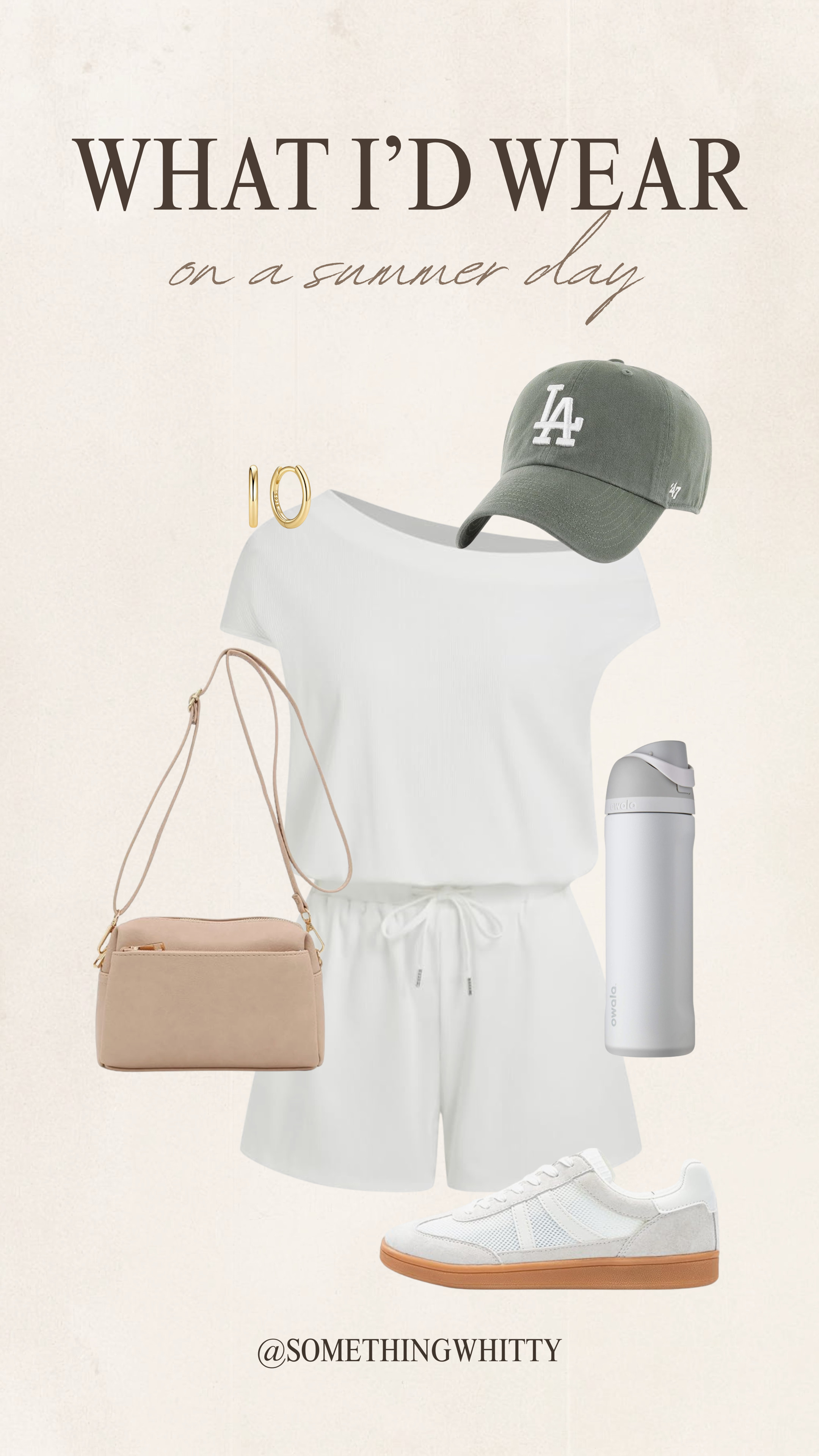 My go-to summer outfit, featuring a comfy romper, perfect sneakers, and an insulated water bottle. Easy breezy, ready for a day out! 

 #LTKootd #LTKSeasonal #LTKU
