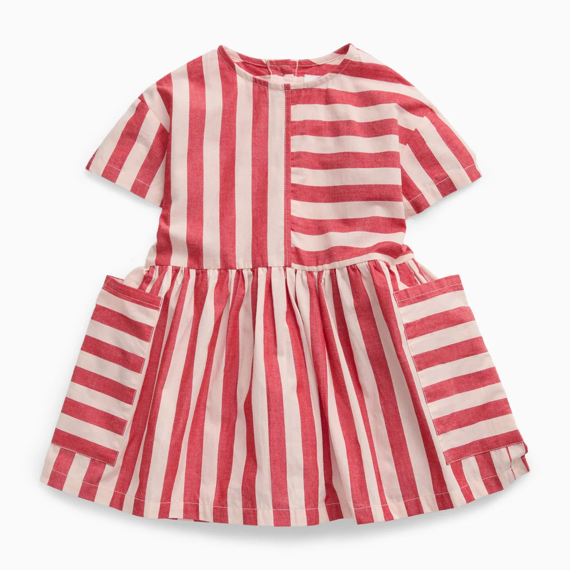 KIDLY by MORI Red Striped Cotton Dress | Baby Mori (US)