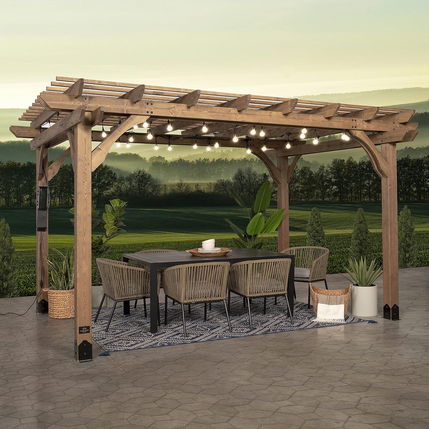 Backyard Discovery 14x10 Fairhaven Pergola, Rustic Finish, Nordic Spruce Lumber, Support Winds Up... | Amazon (US)