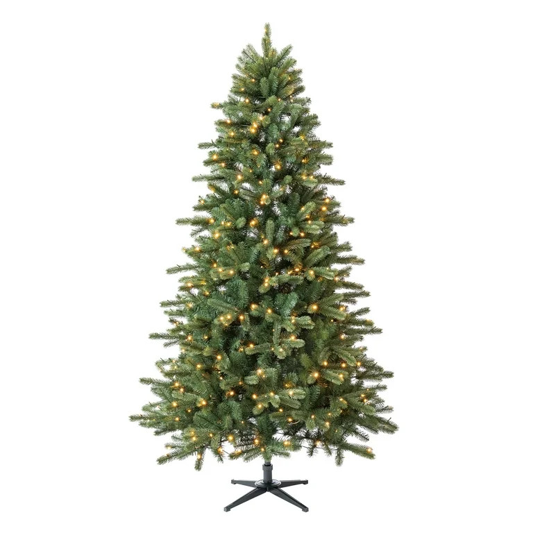 7.5' Pre-Lit Birchwood Fir Green Artificial Christmas Tree with Warm White Twinkle LED Lights and... | Walmart (US)