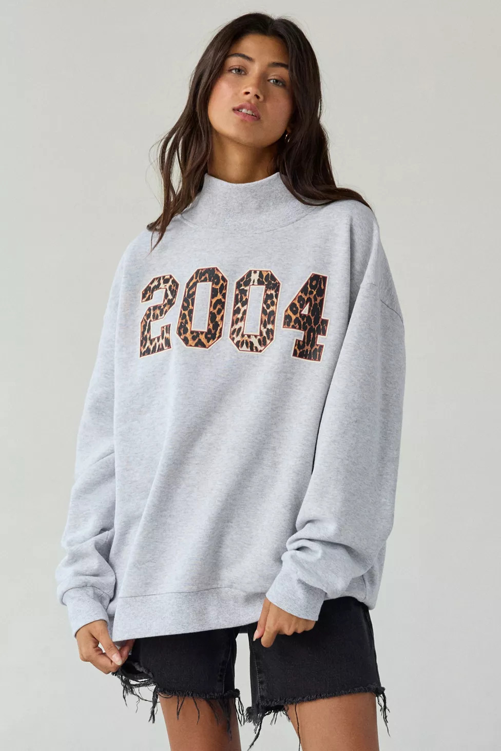 2004 Leopard Print Graphic Fleece Mock Neck Pullover | Urban Outfitters (US and RoW)