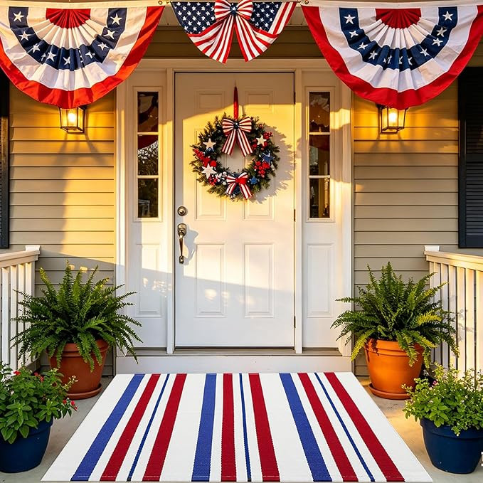 Amazon.com: USA 250th Anniversary Patriotic Doormat, 2'4" x 3'7" Red White and Blue Striped Outdo... | Amazon (US)
