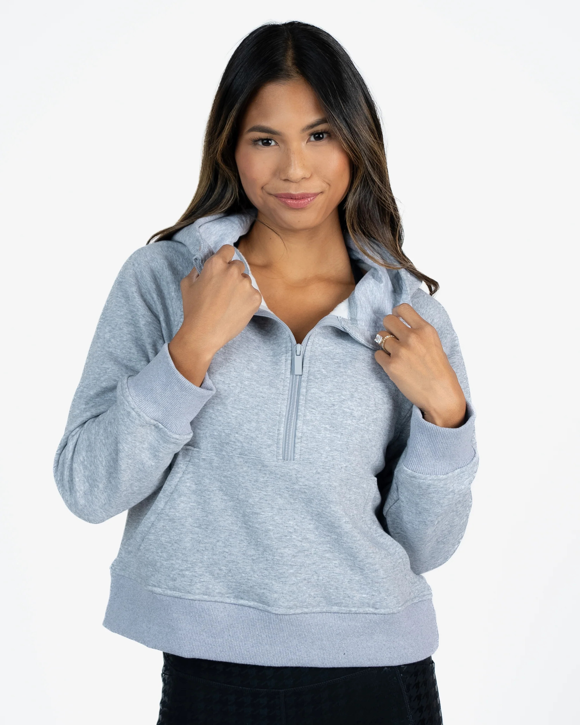 Classic Half Zip Up Hoodie - Heathered Gray | Senita Athletics