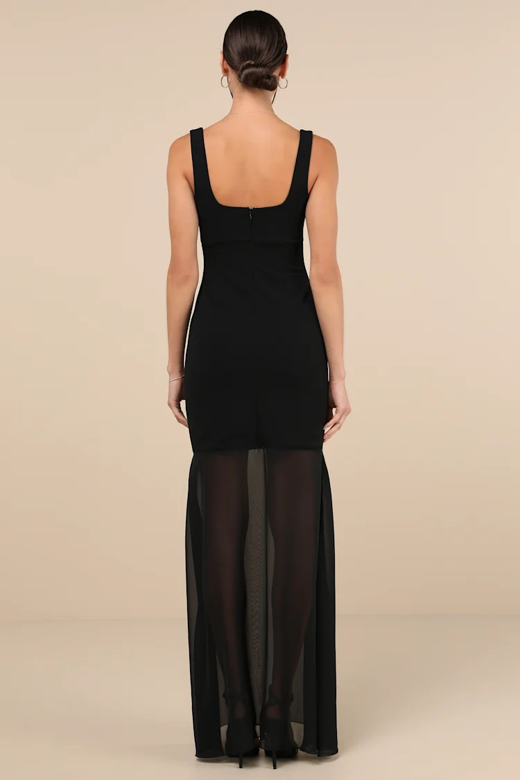 Sincerely Exemplary Black Sleeveless Trumpet Hem Maxi Dress | Lulus