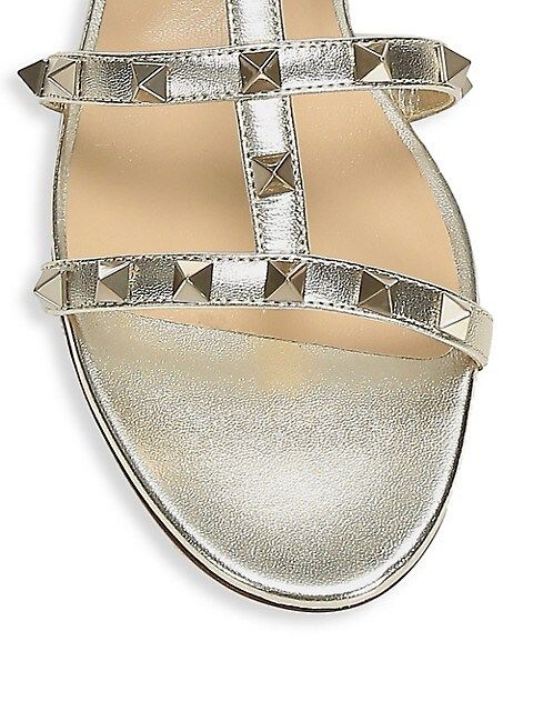 Rockstud Flat Leather Slides | Saks Fifth Avenue