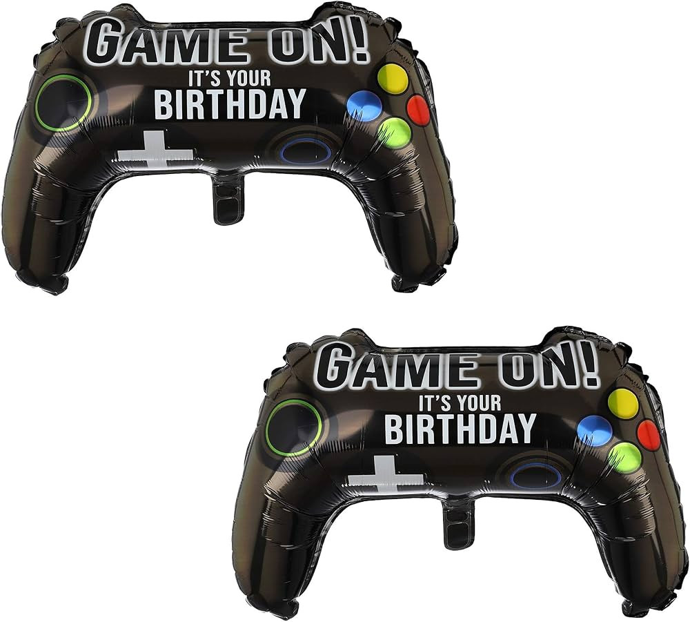 2 Pcs Video Game Controller Mylar Balloon Theme Party Boys Gaming Birthday Decorations | Amazon (US)
