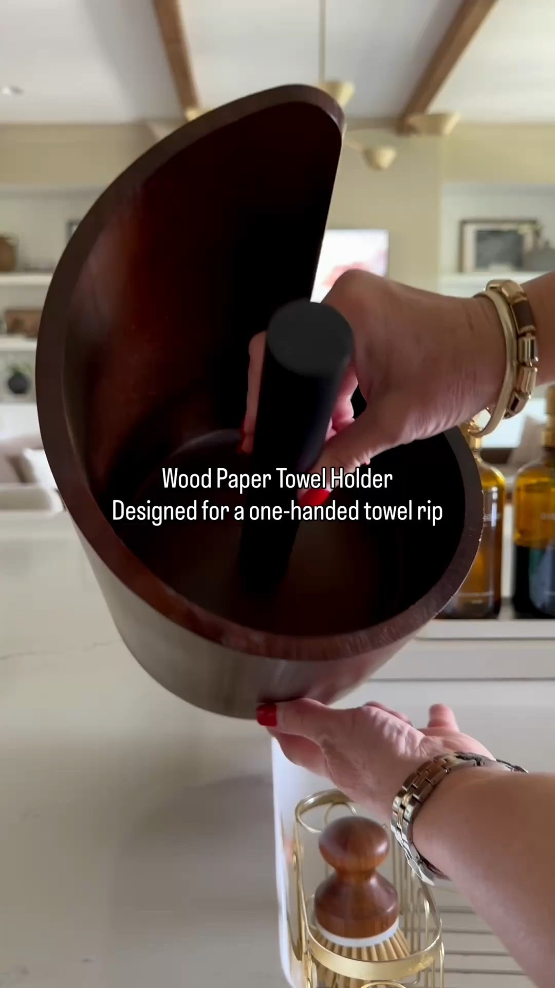 Wood paper towel holder designed for one handed tear. I love the look too!

#LTKSeasonal #LTKHome