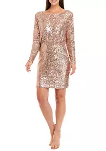Women's Long Sleeve Matte Sequin Dress | Belk