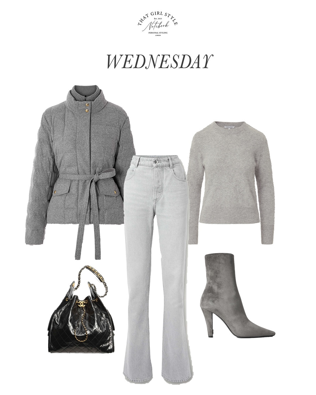 Look 101 | Coat Moncler, Jeans Bottega Veneta, Jumper Veronica Beard, Bag Chanel, Boots Saint Laurent

#LTKstyletip #LTKluxury #LTKwinter