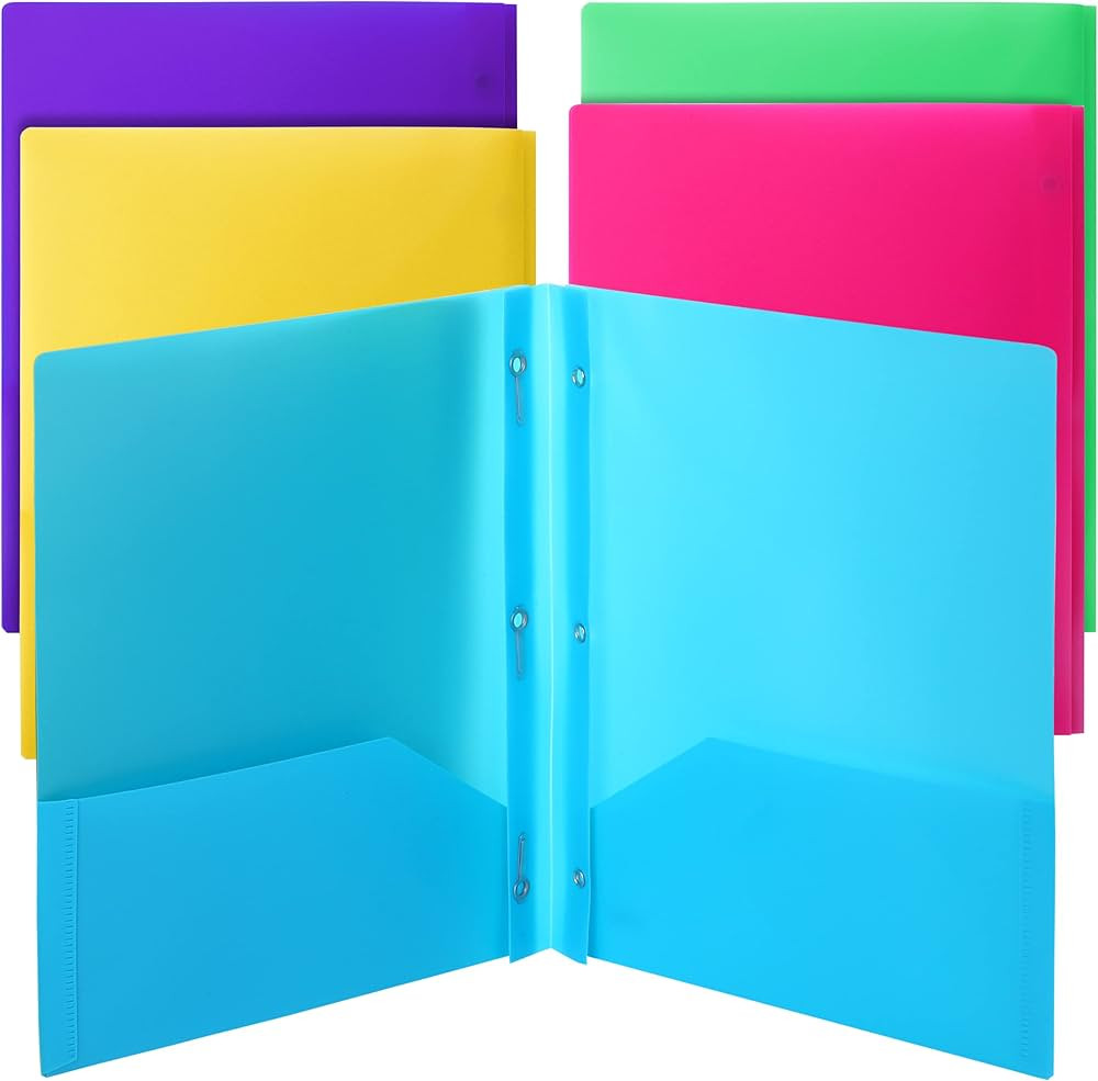 Mr. Pen- Folders with Pockets and Prong, 5 Pack, Plastic, Pocket Folders, Folders with Prongs, Fi... | Amazon (US)