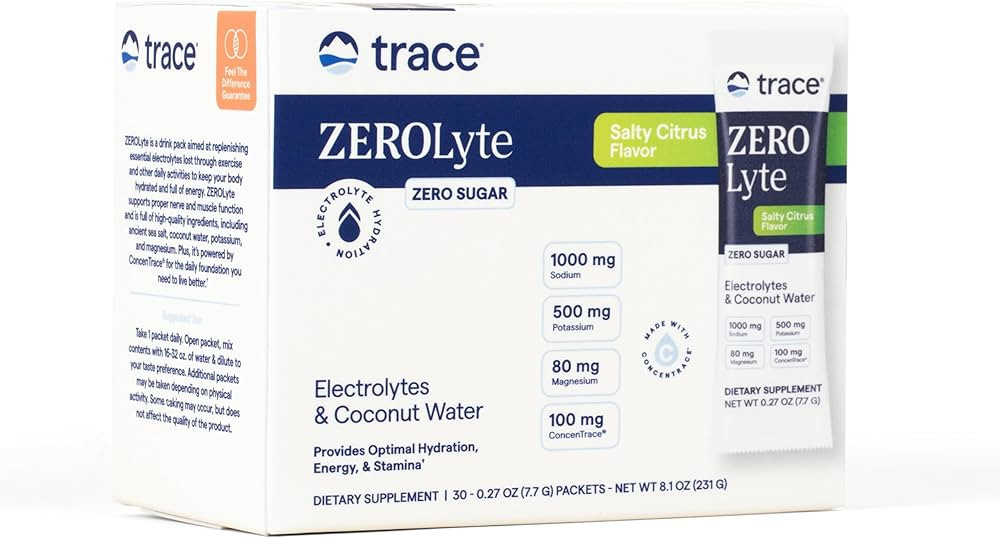 Trace Minerals ZeroLyte Salty Citrus Flavor - Sugar Free Electrolyte Drink Mix - Supports Hydrati... | Amazon (US)