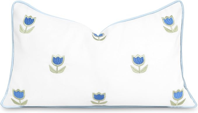 Hofdeco Premium Coastal Patio Indoor Outdoor Lumbar Pillow Cover Only, 12"x20" Water Repellent fo... | Amazon (US)