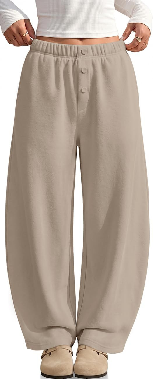 TARSE Women’s Barrel Sweatpants Wide Leg Fleece Lined Baggy Lounge Pant | Amazon (US)