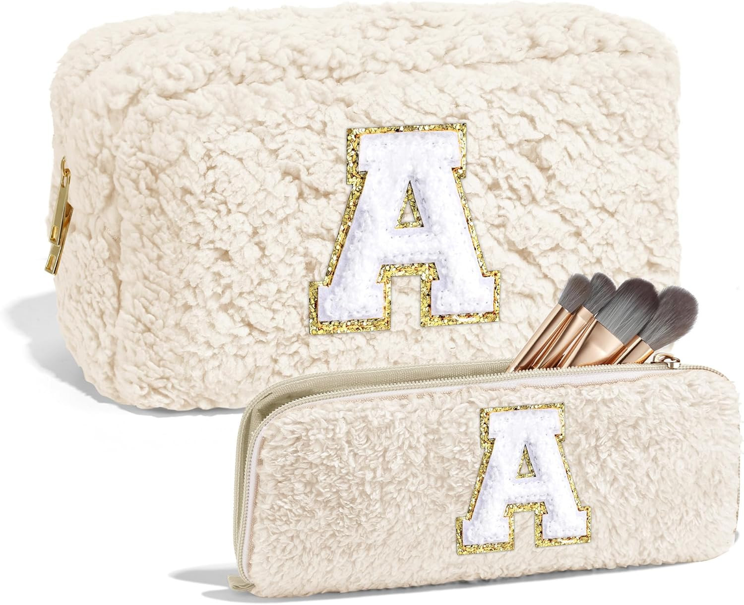 YOOLIFE Personalized Cosmetic Bag, Cotton Wool Makeup Bag with Small Makeup Brush Bag Makeup Pouc... | Amazon (US)