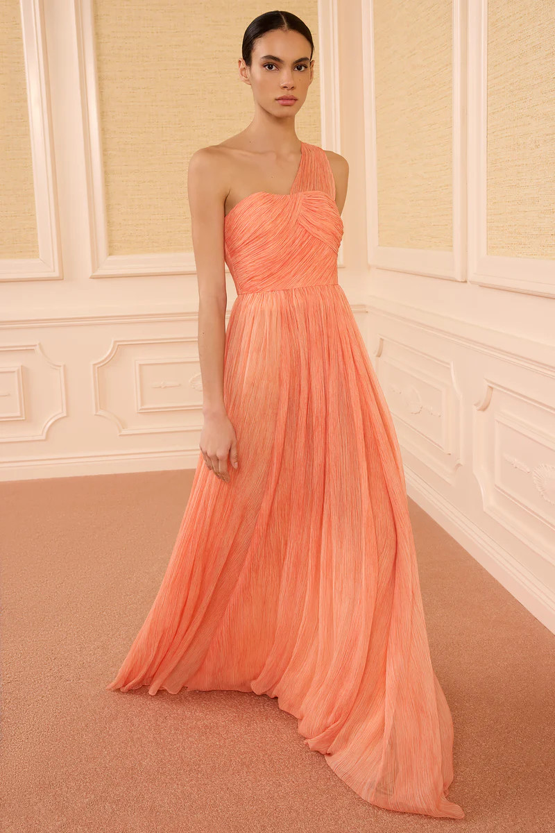 Aureline Silk One Shoulder Gown - Azalea | Ulla Johnson