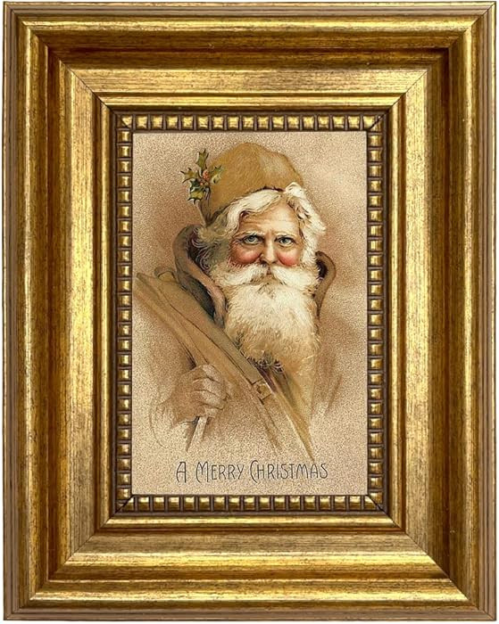 Schooner Bay Co. Father Christmas Victorian Antique Style Framed Print Gold Wall Art Decor 7-1/2"... | Amazon (US)