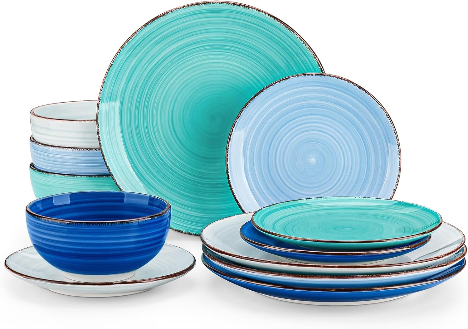 vancasso Bonita Dinnerware Sets 12 Pieces for 4, Ceramic Dishes Set Blue | Amazon (US)