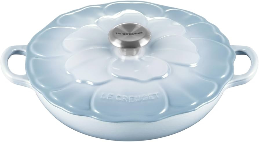 Le Creuset Enameled Cast Iron Signature Petal Braiser, 2.25 qt., Coastal Blue w/Stainless Steel K... | Amazon (US)