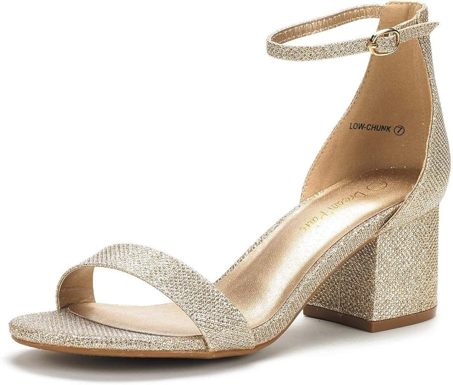 DREAM PAIRS Women's Low-Chunk Low Heel Pump Sandals | Amazon (US)