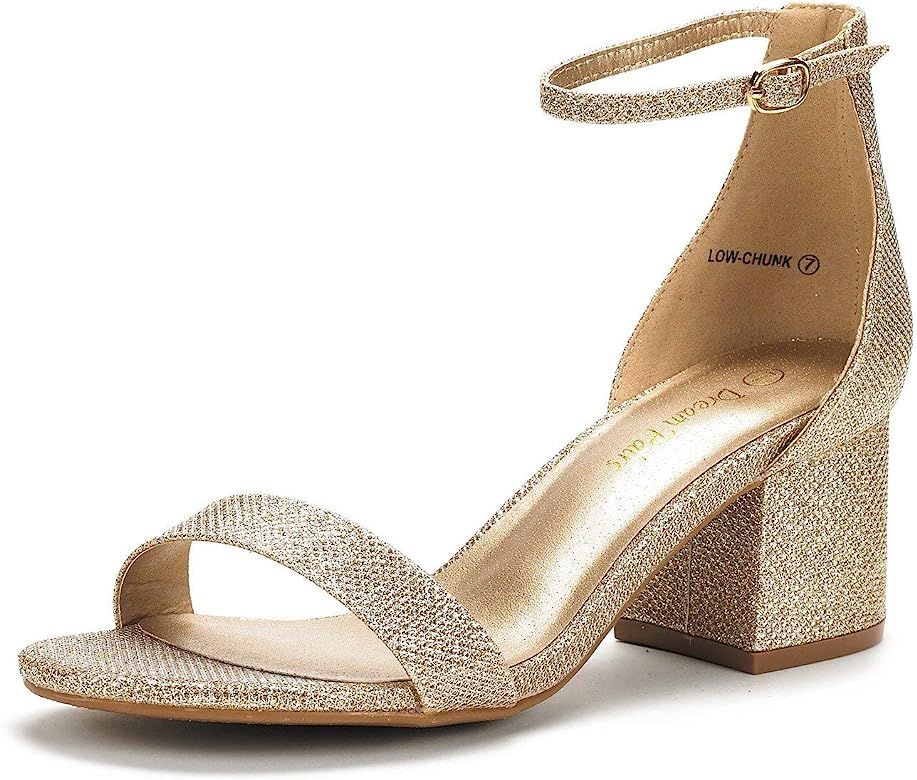 DREAM PAIRS Women's Low-Chunk Low Heel Pump Sandals | Amazon (US)