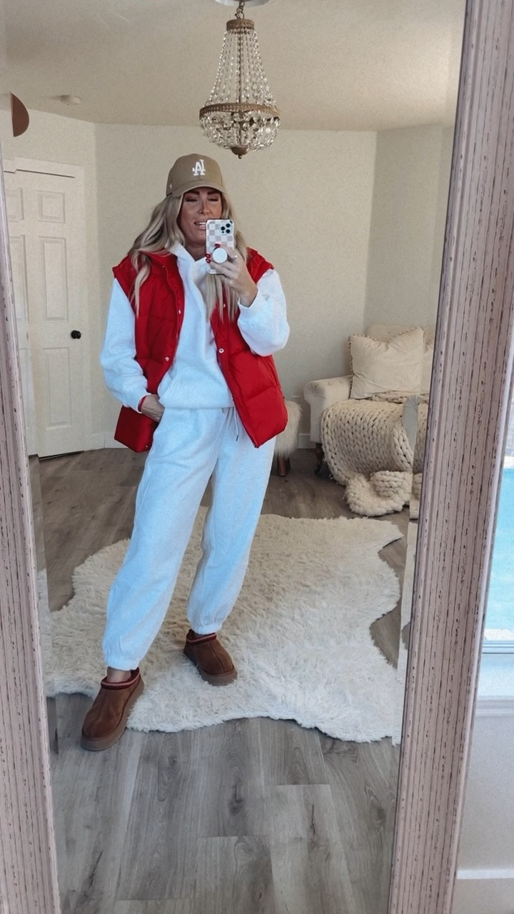 Sweatsuit set fits TTS, wearing medium, free people looks for less vest sized up to a large. Ugg tazz. . Winter outfit. Sweater.. Winter fashion. Spring fashion. Mid size style. Beach vacation. Travel outfit. 

Follow my shop @thesuestylefile on the @shop.LTK app to shop this post and get my exclusive app-only content!

#LTKVideo #LTKmidsize #LTKsalealert