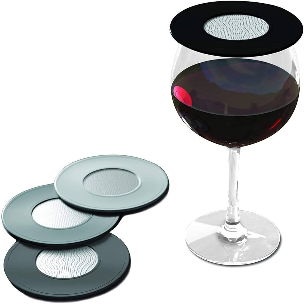 Drink Tops Ventilated Silicone Wine Glass Covers - Weighted Cover with Screen Allows Wine to Brea... | Amazon (US)