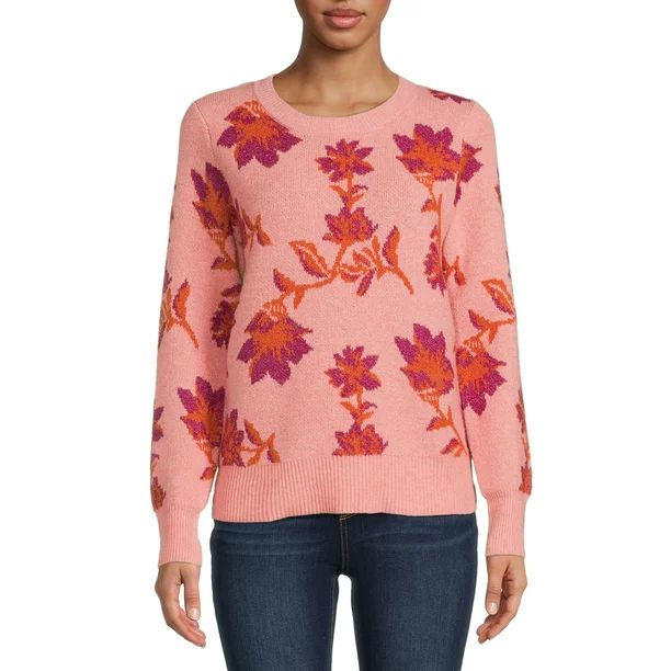 Time and Tru Women's Intarsia Sweater - Walmart.com | Walmart (US)