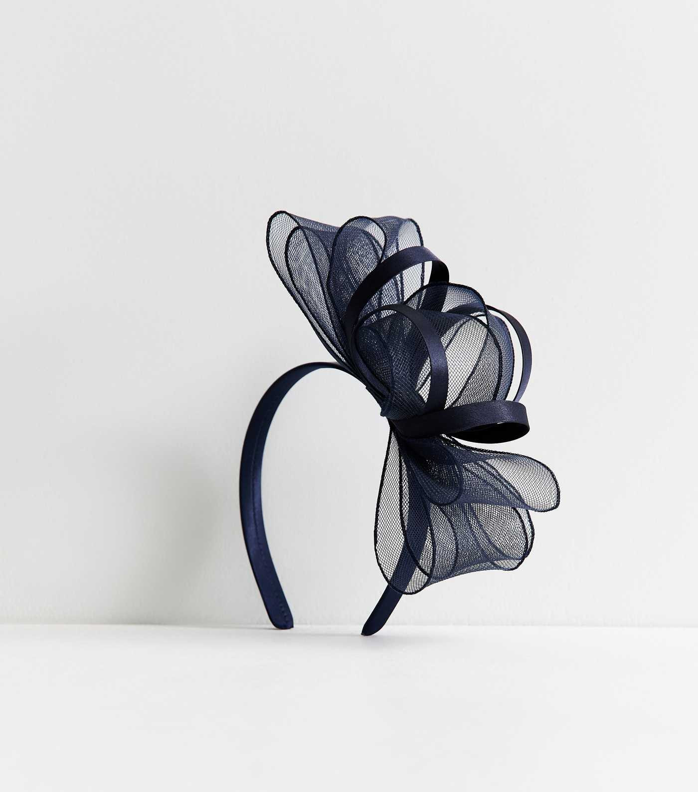 Navy Bow Appliqued Mesh Fascinator | New Look | New Look (UK)