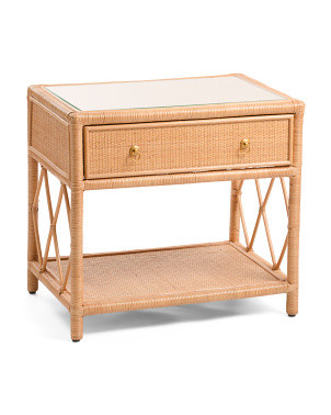 28x20x26 Rattan Nightstand With Tempered Glass Top | Furniture & Lighting | Marshalls | Marshalls