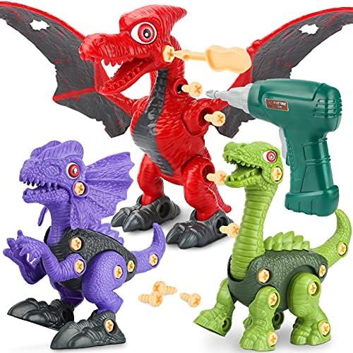 Sanlebi Take Apart Dinosaur Toys STEM Construction Building Toys for Kids Ages 4-8 with Electric ... | Amazon (US)