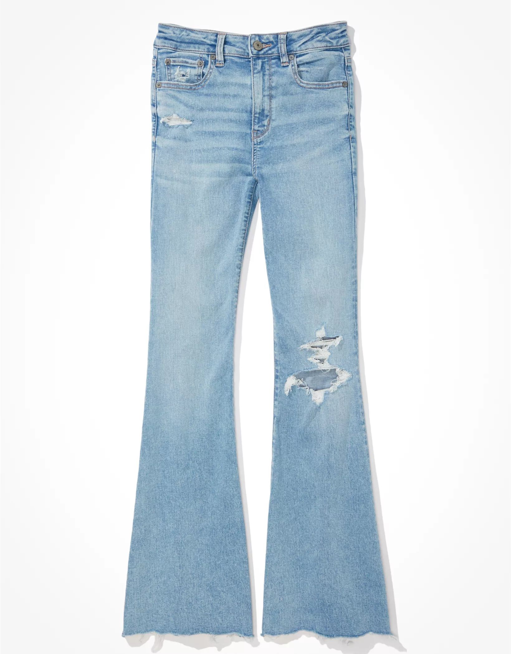 AE Next Level Ripped Super High-Waisted Flare Jean | American Eagle Outfitters (US & CA)