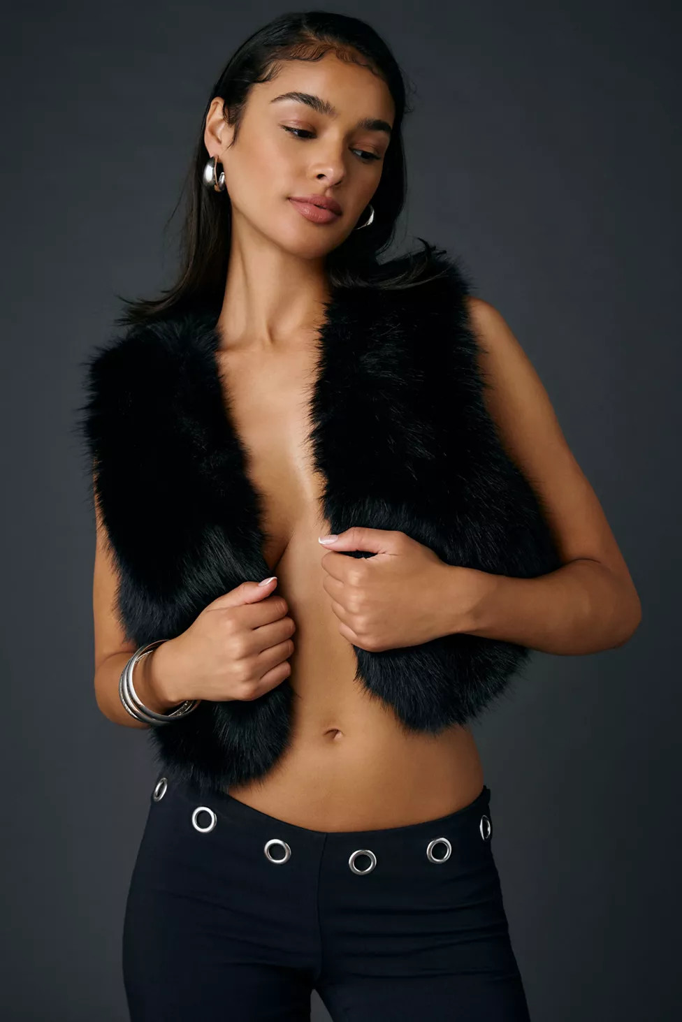 Azalea Wang Meela Faux Fur Cropped Vest | Urban Outfitters (US and RoW)