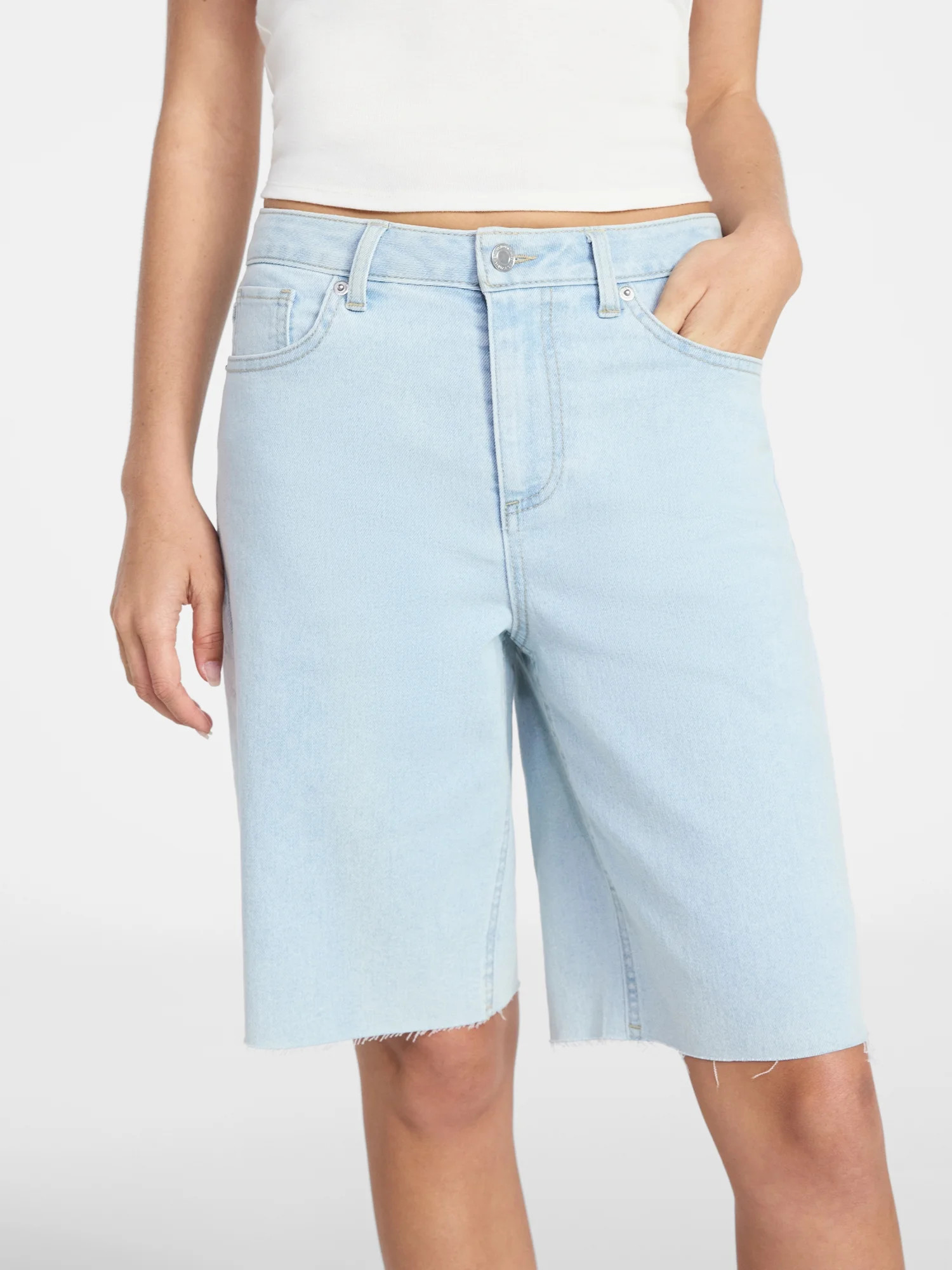 No Boundaries Denim Fray Jorts, 10'' Inseam, Women's 00-18 | Walmart (US)