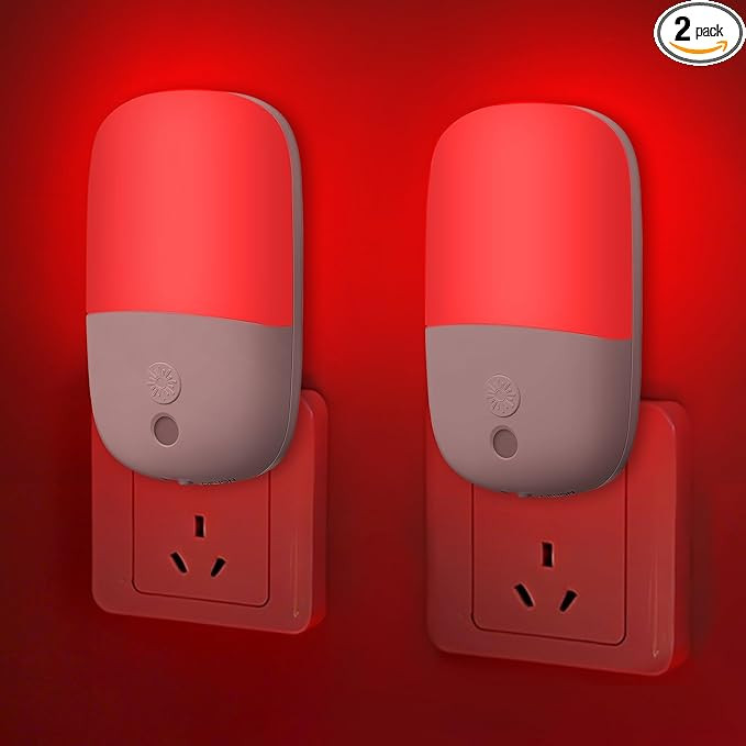 670nm Red Night Lights with Retractable Plug [2 Pack] - 0.5W Red Light Night Light with Dusk to D... | Amazon (US)